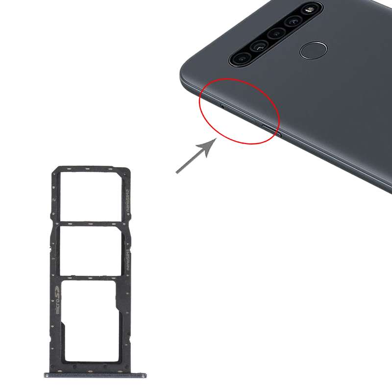 SIM Card Tray + SIM Card Tray + Micro SD Card Tray for LG K41S LMK410EMW LM-K410EMW LM-K410 (Black)