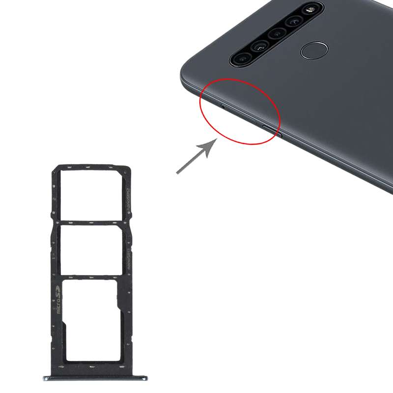 SIM Card Tray + SIM Card Tray + Micro SD Card Tray for LG K41S LMK410EMW LM-K410EMW LM-K410 (Black)