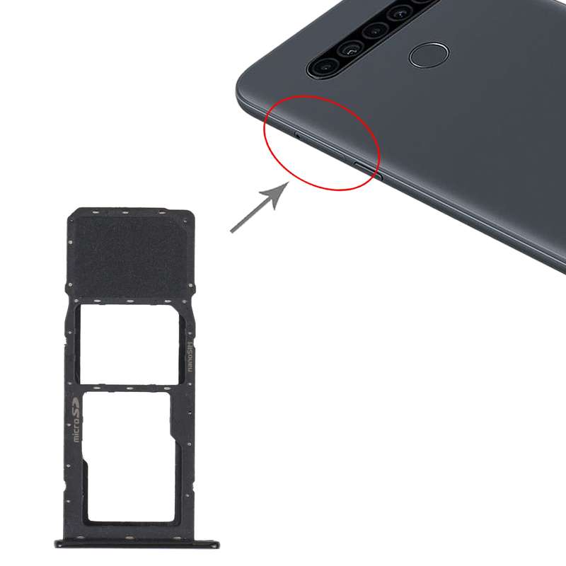 SIM Card Tray + SIM Card Tray + Micro SD Card Tray for LG K41S LMK410EMW LM-K410EMW LM-K410 (Black)