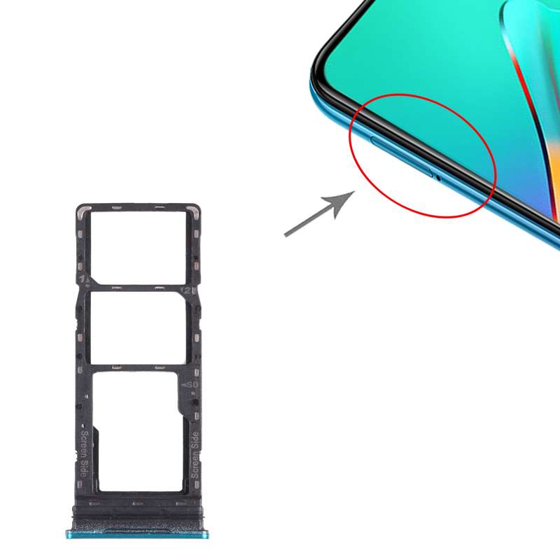For infinix Smart 5 X657 X657C SIM Card Tray + SIM Card Tray + Micro SD Card Tray (Blue)