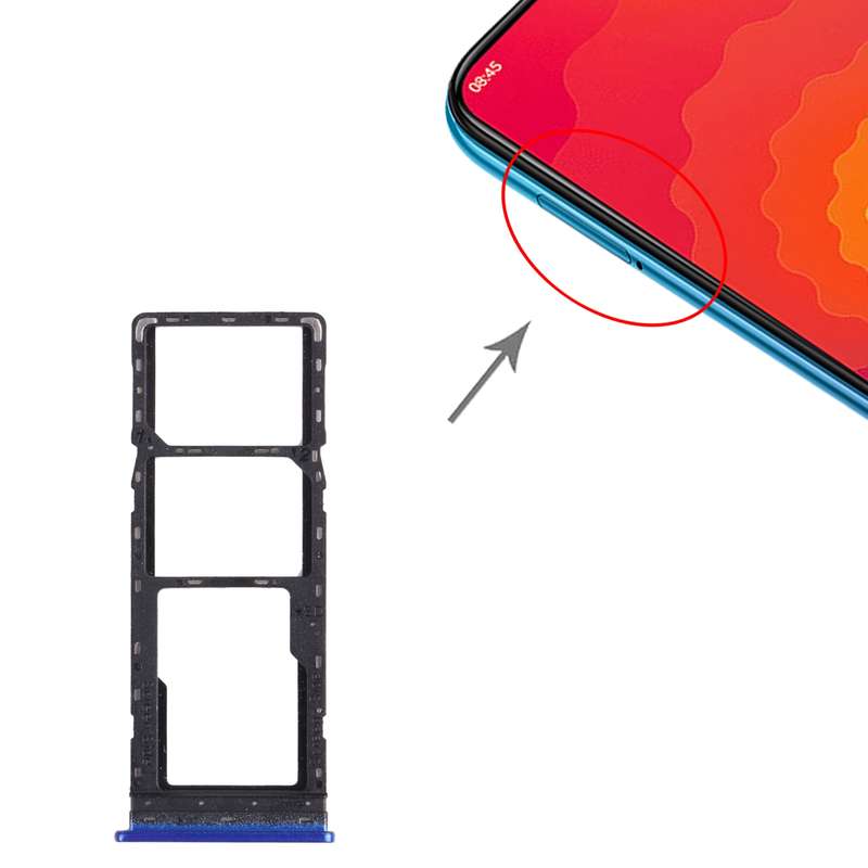 For Tecno Spark 4 / Camon 12 KC2 KC8 CC7 SIM Card Tray + SIM Card Tray + Micro SD Card Tray (Black)