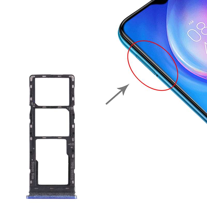 For Tecno Spark 5 Air KD6a SIM Card Tray + SIM Card Tray + Micro SD Card Tray (Blue)