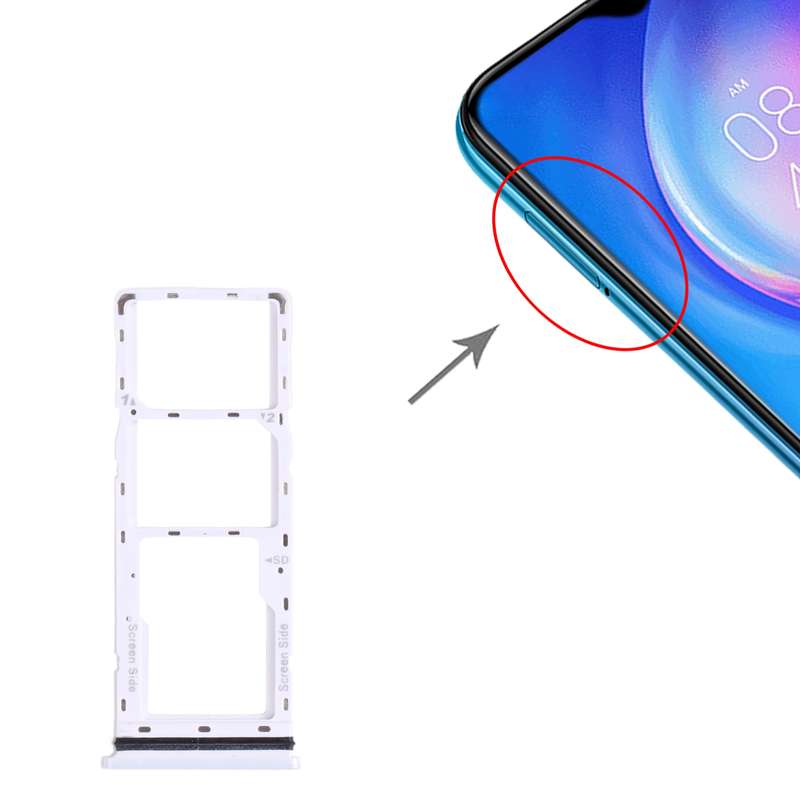 For Tecno Spark 6 Air KE6 KE6J KF6 SIM Card Tray + SIM Card Tray + Micro SD Card Tray (Blue)