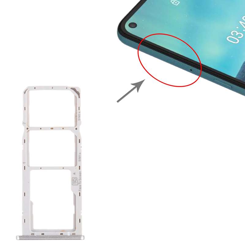 SIM Card Tray + Micro SD Card Tray for Nokia 3.4 TA-1288 TA-1285 TA-1283(Black)