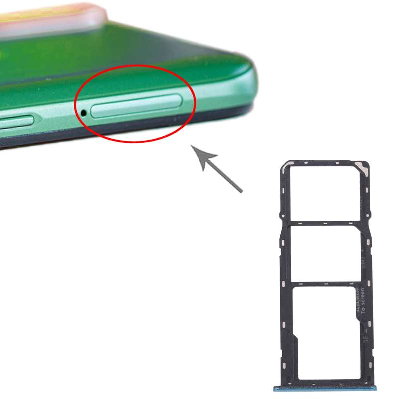 For OPPO Realme 5i RMX2030, RMX2032 SIM Card Tray + SIM Card Tray + Micro SD Card Tray (Blue)