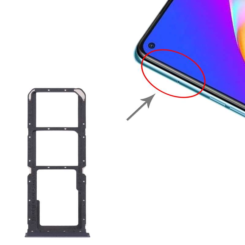 For OPPO A54 CPH2239 / A55 4G SIM Card Tray + SIM Card Tray + Micro SD Card Tray(Black)