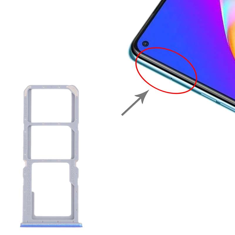 For OPPO A54 CPH2239 / A55 4G SIM Card Tray + SIM Card Tray + Micro SD Card Tray(Black)