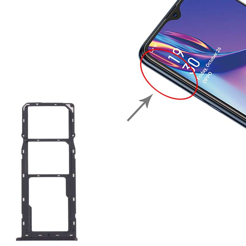 For OPPO A12 CPH2083, CPH2077 SIM Card Tray + SIM Card Tray + Micro SD Card Tray (Blue)