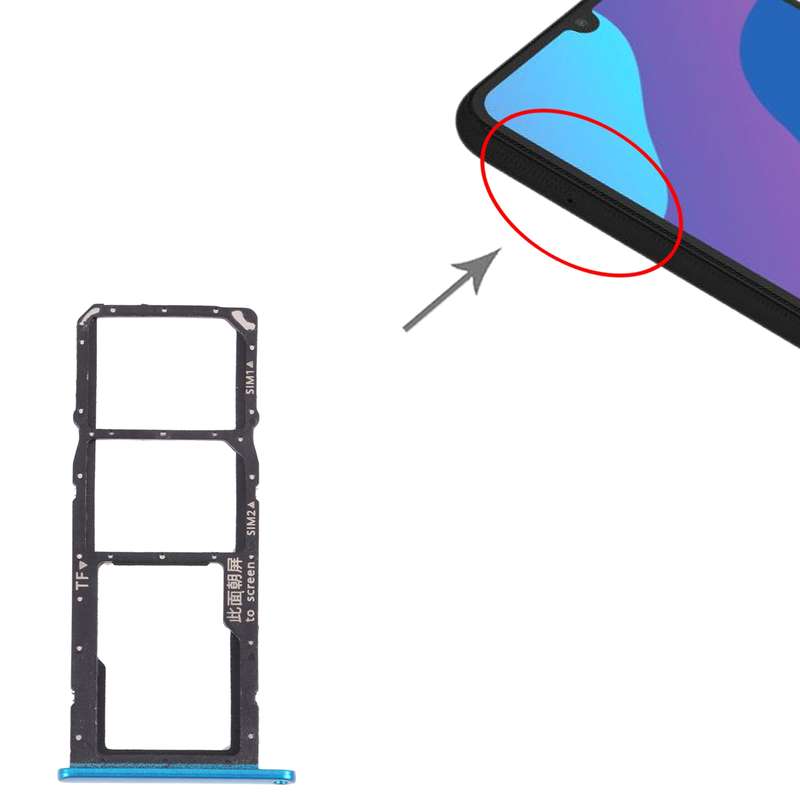 SIM Card Tray + SIM Card Tray + Micro SD Card Tray for Honor 9A(Blue)