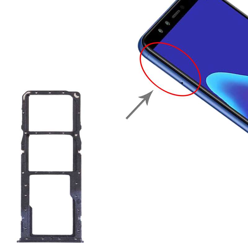 SIM Card Tray + SIM Card Tray + Micro SD Card Tray for Huawei Y9 (2018) (Black)