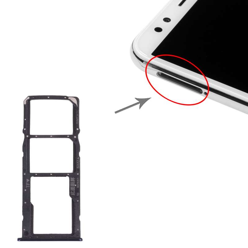 SIM Card Tray + SIM Card Tray + Micro SD Card Tray for Huawei Nova 2 Lite / Y7 Prime (2018) (Black)