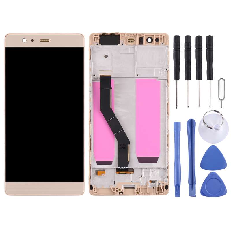 OLED LCD Screen for Huawei P9 Plus Digitizer Full Assembly with Frame(Gold)