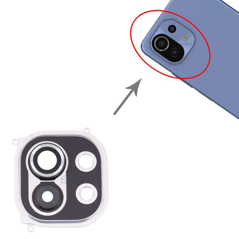 Back Camera Lens Frame for Xiaomi Mi 11 M2011K2C, M2011K2G (Grey)