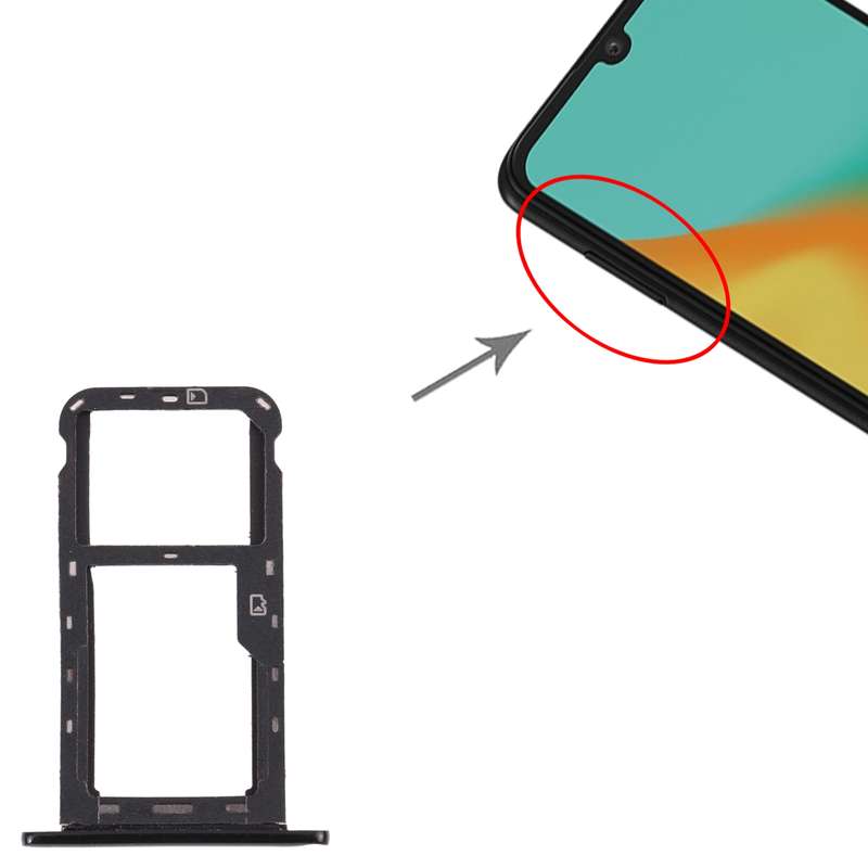 SIM Card Tray + Micro SD Card Tray for ZTE Blade A7 2019 (Black)