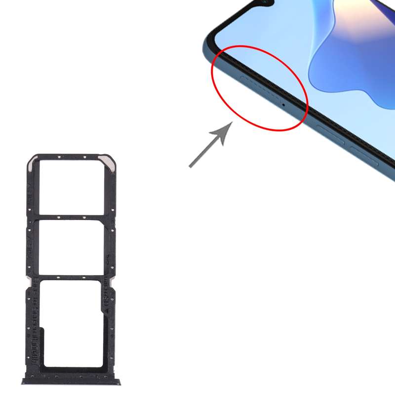 For OPPO A54S CPH2273 SIM Card Tray + SIM Card Tray + Micro SD Card Tray (Black)