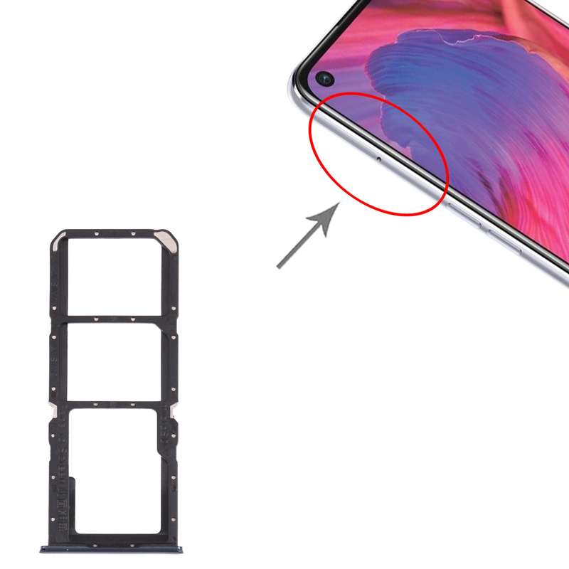For OPPO A74 5G CPH2197 CPH2263 SIM Card Tray + SIM Card Tray + Micro SD Card Tray (Black)