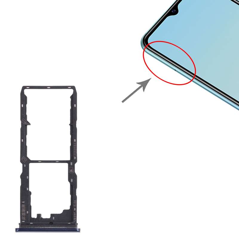 For vivo Y30 Standard / Y12s SIM Card Tray + SIM Card Tray + Micro SD Card Tray (Black)