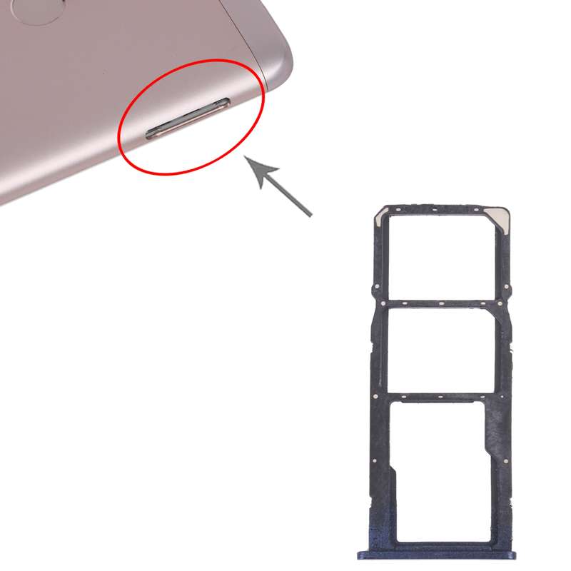 SIM Card Tray + SIM Card Tray + Micro SD Card Tray for Honor 7C (Black)