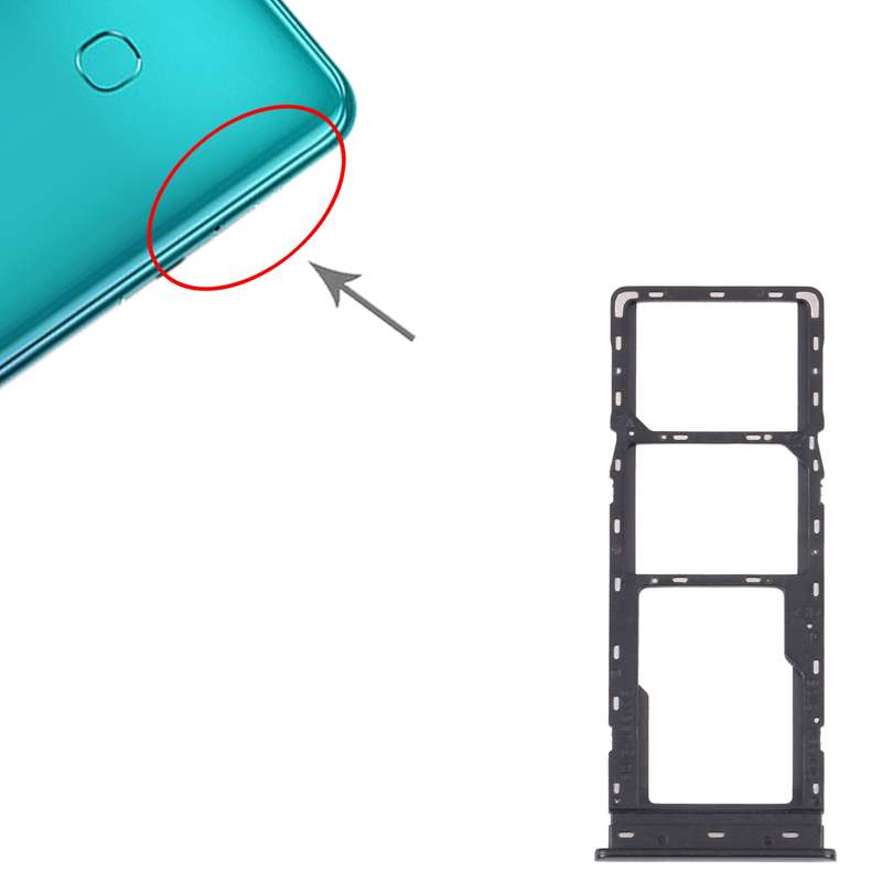 For Tecno Spark Go 2022/Spark 6 Go SIM Card Tray + SIM Card Tray + Micro SD Card Tray (Black)