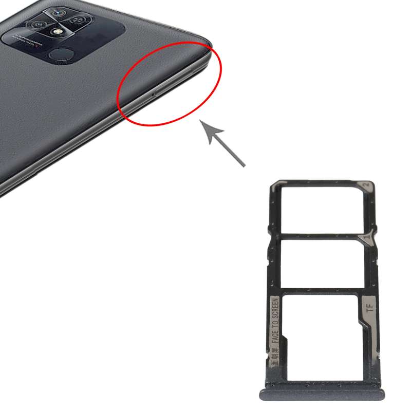 SIM Card Tray + SIM Card Tray + Micro SD Card Tray For Xiaomi Redmi 10A (Black)