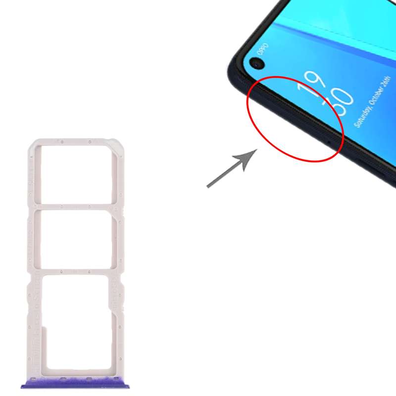 For OPPO A52 4G SIM Card Tray + SIM Card Tray + Micro SD Card Tray (Black)