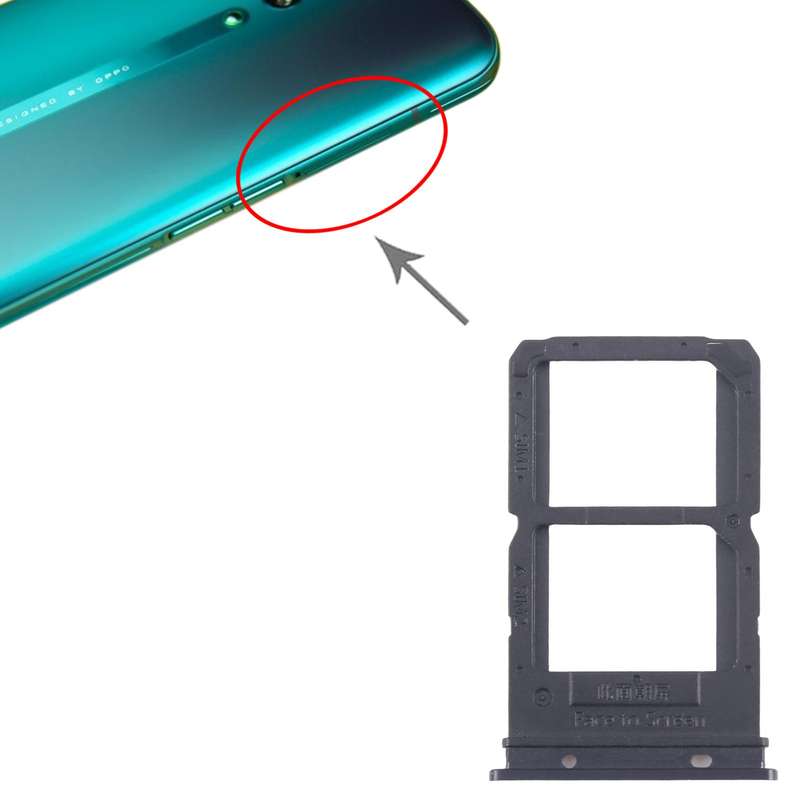 For OPPO Reno SIM Card Tray + SIM / Micro SD Card Tray (Black)