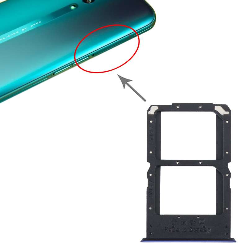 For OPPO Reno SIM Card Tray + SIM / Micro SD Card Tray (Black)