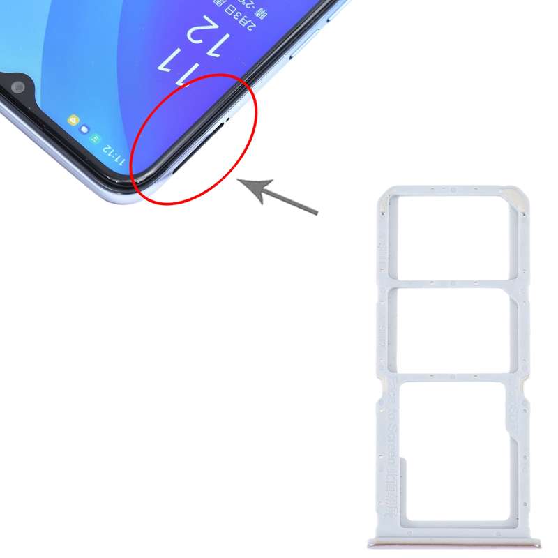 For OPPO A55 5G / A53S 5G SIM Card Tray + SIM Card Tray + Micro SD Card Tray (Black)