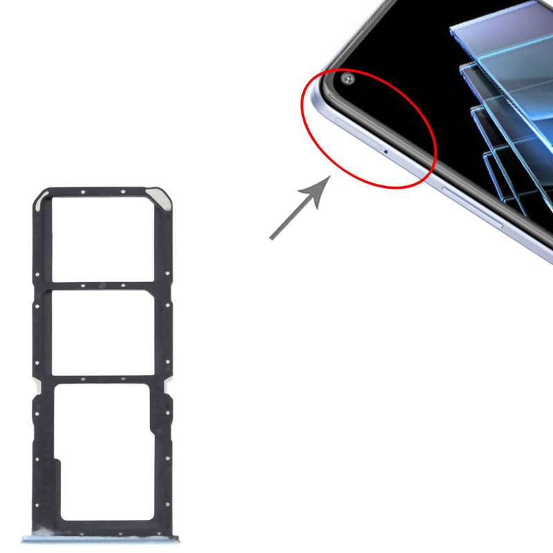 For OPPO K9x SIM Card Tray + SIM Card Tray + Micro SD Card Tray (Black)