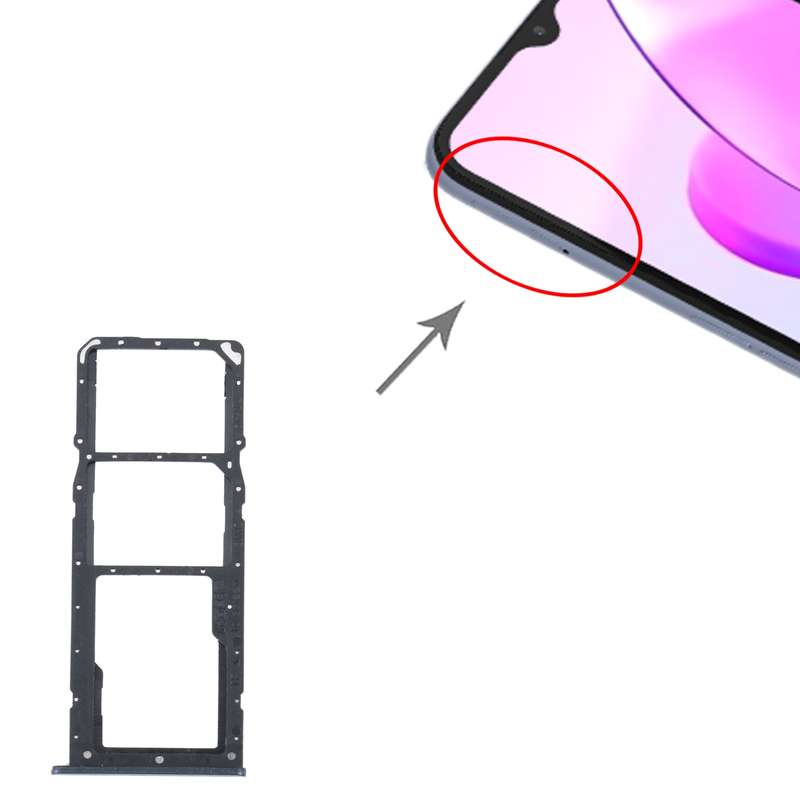 For Realme C31 SIM Card Tray + SIM Card Tray + Micro SD Card Tray (Black)