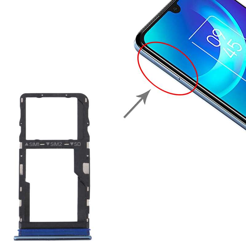 For TCL 30 / 30+ / 30 5G Original SIM Card Tray + Micro SD Card Tray(Black)