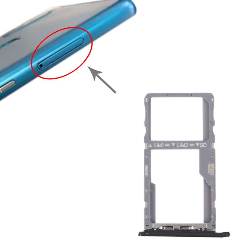 For Alcatel 1V 2020 Original SIM Card Tray + SIM / Micro SD Card Tray (Black)
