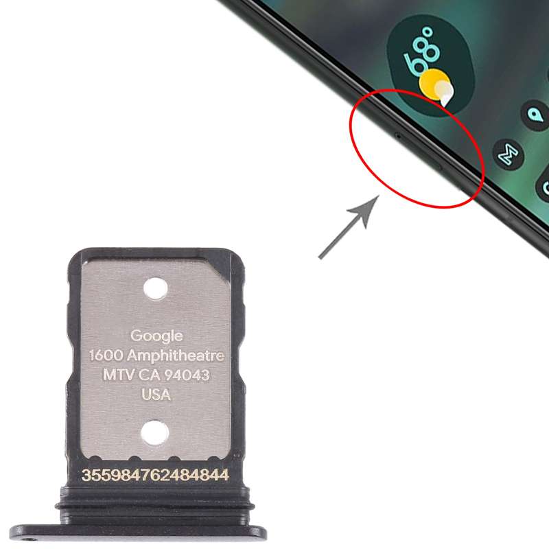 For Google Pixel 6A Original SIM Card Tray with SIM Pin (Black)