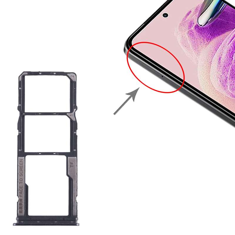 For Xiaomi Redmi Note 12s SIM Card Tray + SIM Card Tray + Micro SD Card Tray (Black)