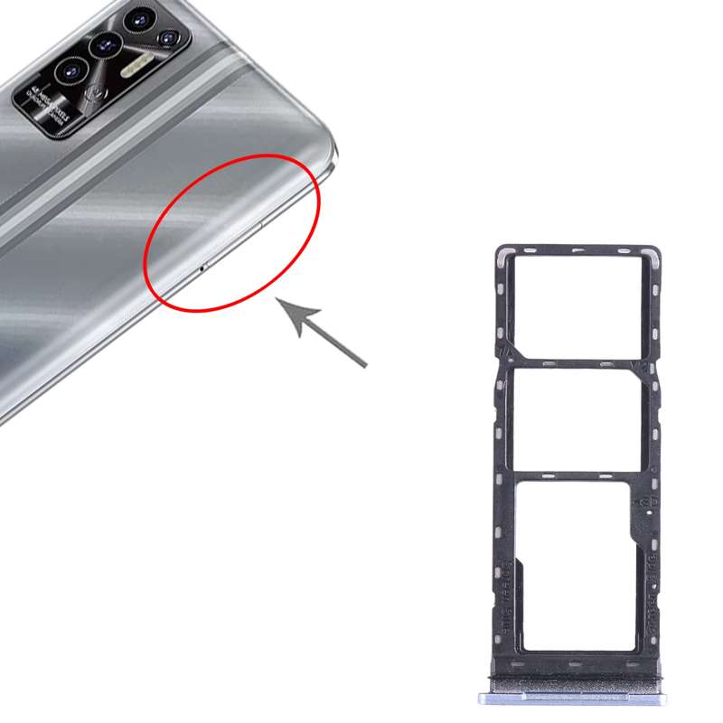 For Tecno Pova 2 SIM Card Tray + SIM Card Tray + Micro SD Card Tray (Dark Blue)