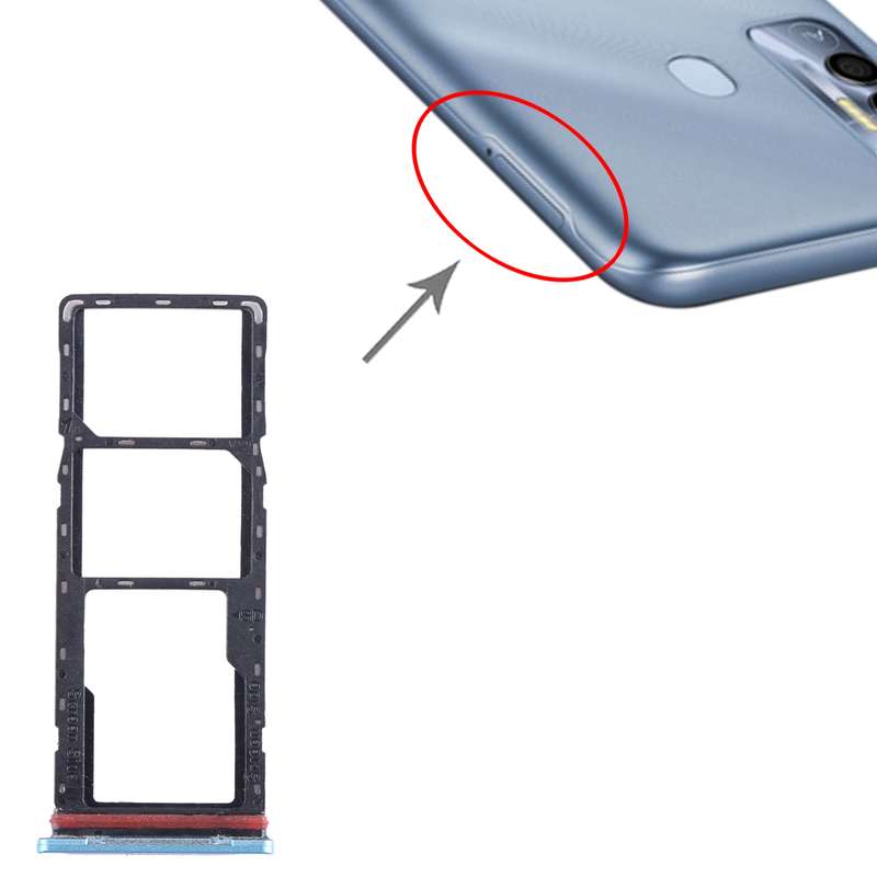 For Tecno Pova 2 SIM Card Tray + SIM Card Tray + Micro SD Card Tray (Baby Blue)