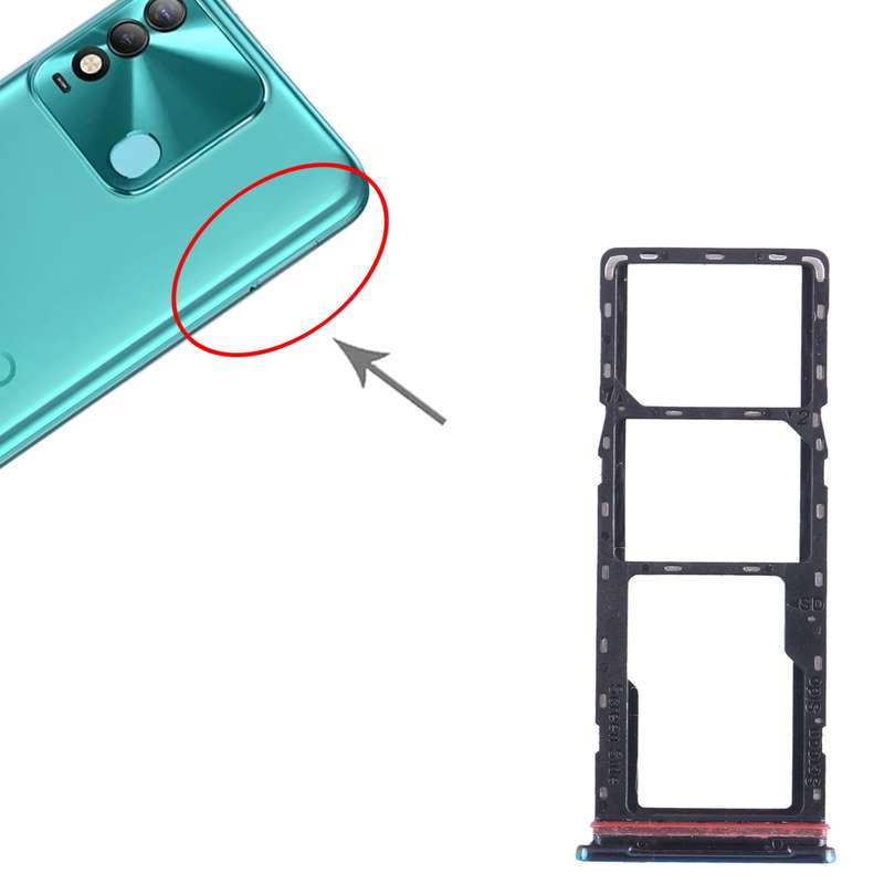 For Tecno Spark 7T SIM Card Tray + SIM Card Tray + Micro SD Card Tray (Blue)