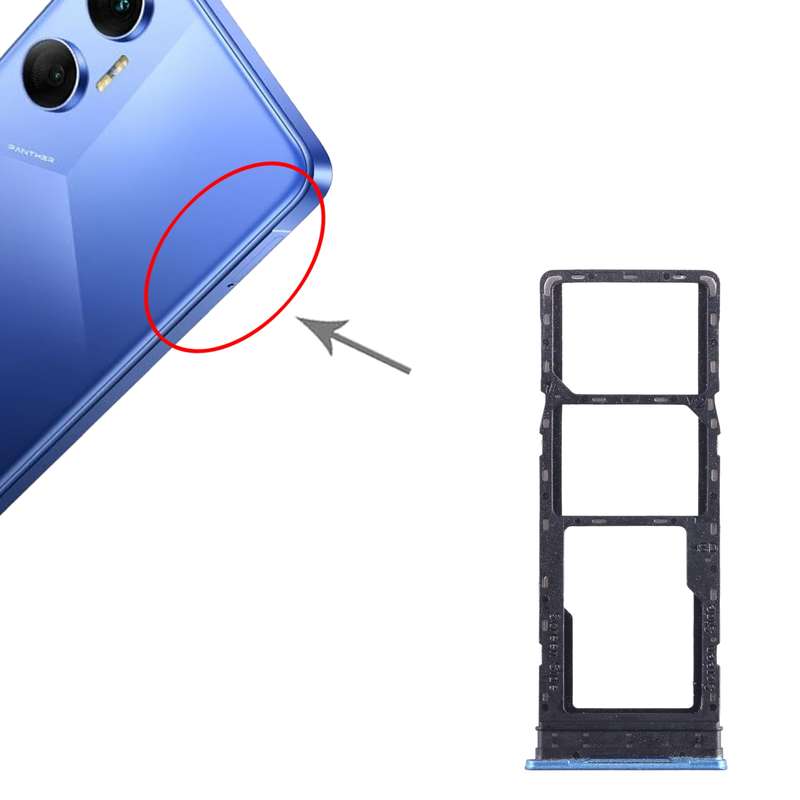 For Tecno Pop 5 LTE SIM Card Tray + SIM Card Tray + Micro SD Card Tray (Baby Blue)