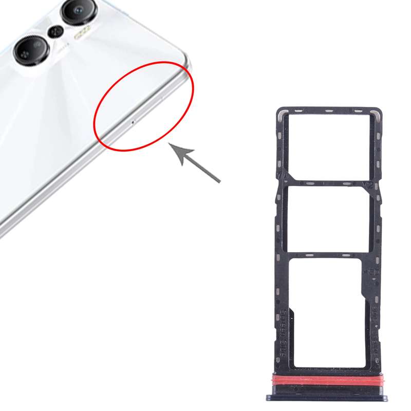 For Infinix Hot 20 X6826 SIM Card Tray + SIM Card Tray + Micro SD Card Tray (Black)