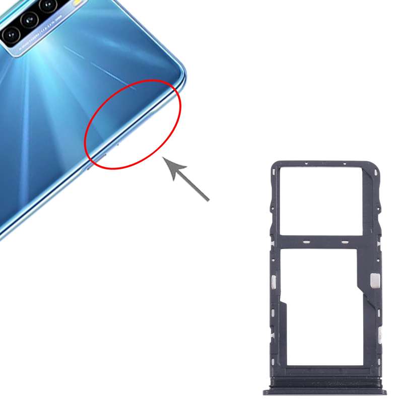 For TCL 20L / 20 Lite Original SIM Card Tray + Micro SD Card Tray (Black)