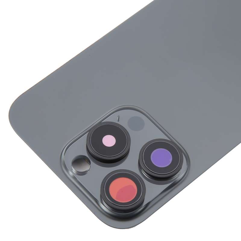 For iPhone 16 Pro Original Glass Battery Back Cover with Camera Lens Cover(Black)