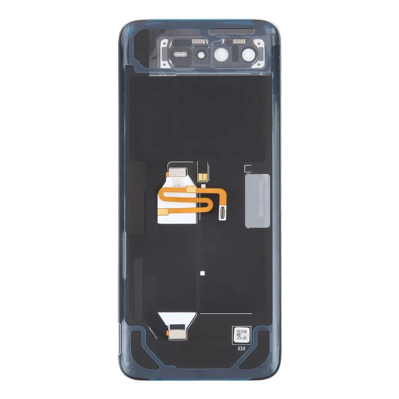 For Asus ROG Phone 6 AI2201-C AI2201-F Glass Battery Back Cover with NFC/Light Cable(Black Red)