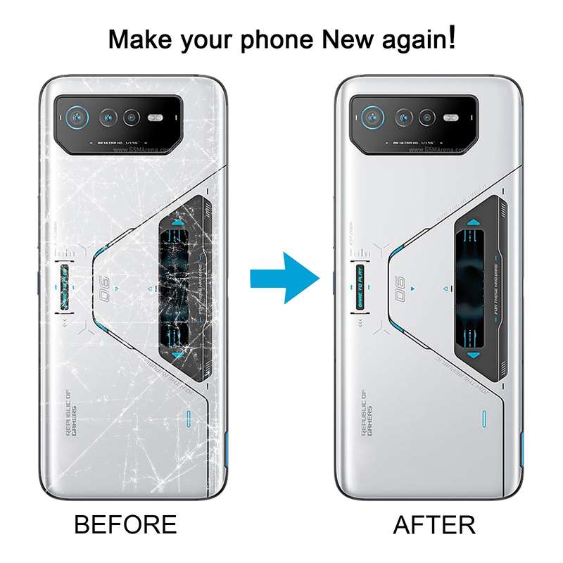 For Asus ROG Phone 6 Pro AI2201-D Glass Battery Back Cover with NFC/LCD(White)