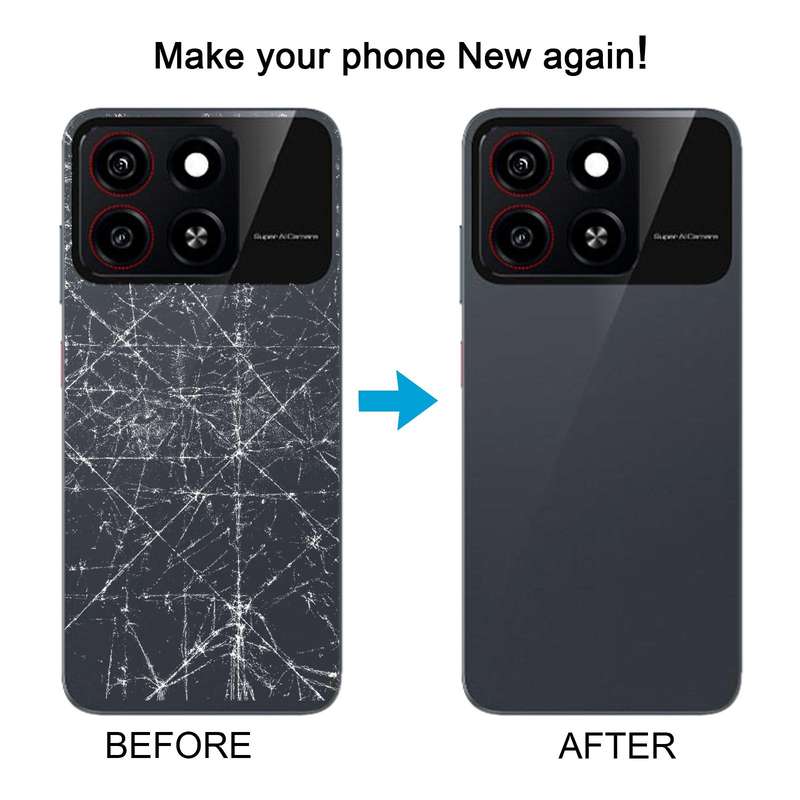 For ZTE Blade A35 Z2453 Plastic Back Cover with Camera Lens Cover(Black)