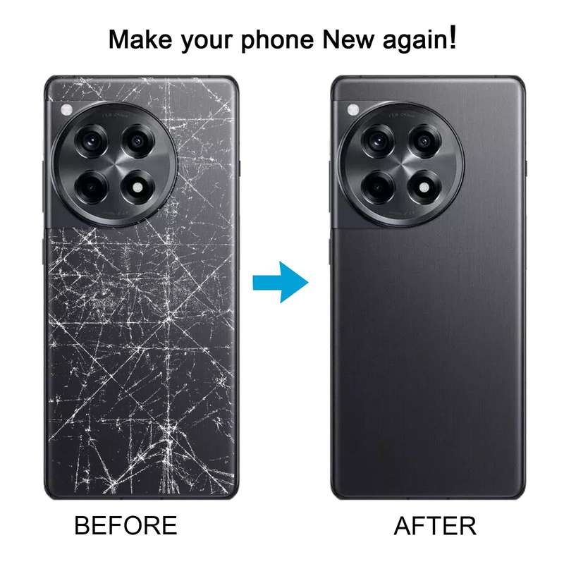 For OnePlus 12R Back Cover with Camera Lens Cover(Black)