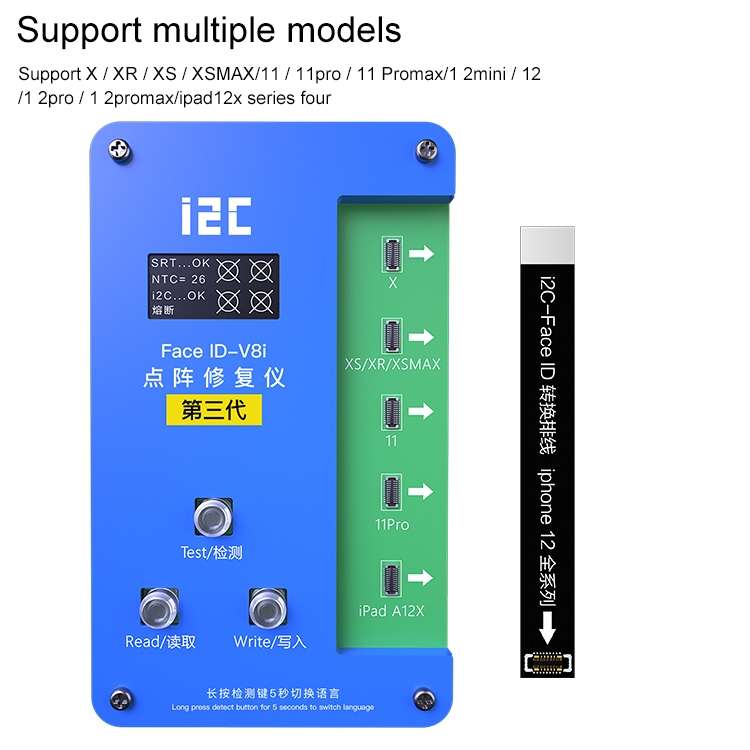 i2C IFace-V8i 3rd Face ID Dot Matrix Projection Repair Programmer With Flex Cable For iPhone X-12 Pr