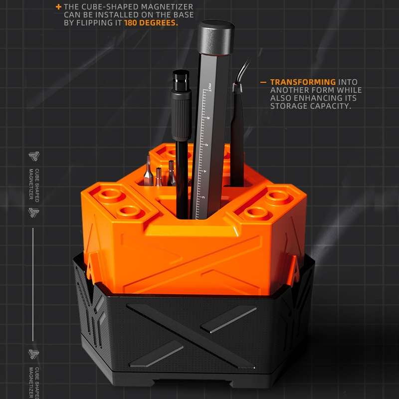 JAKEMY JM-Z21 Cube Shaped Screwdriver Magnetizer/Demagnetizer (Orange)