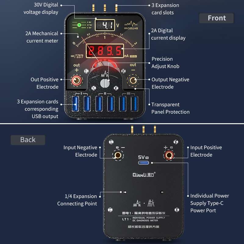 Qianli LT1 Digital Display Power Meter Isolated Power Supply DC Diagnostic Instrument