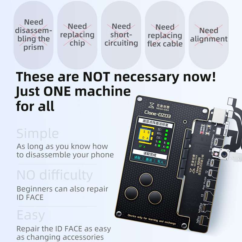 MEGA-IDEA Clone DZ03 Battery Activation & Face ID Dot Matrix Programmer for iPhone 8-14 Pro Max, Plu