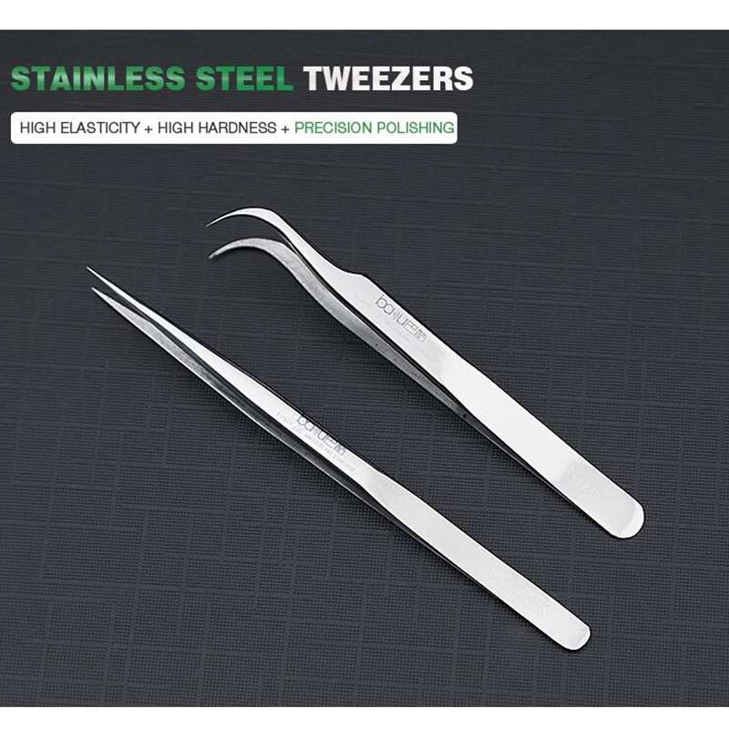 BAKU BA-I7-74MZ Stainless Steel Curved Tweezers
